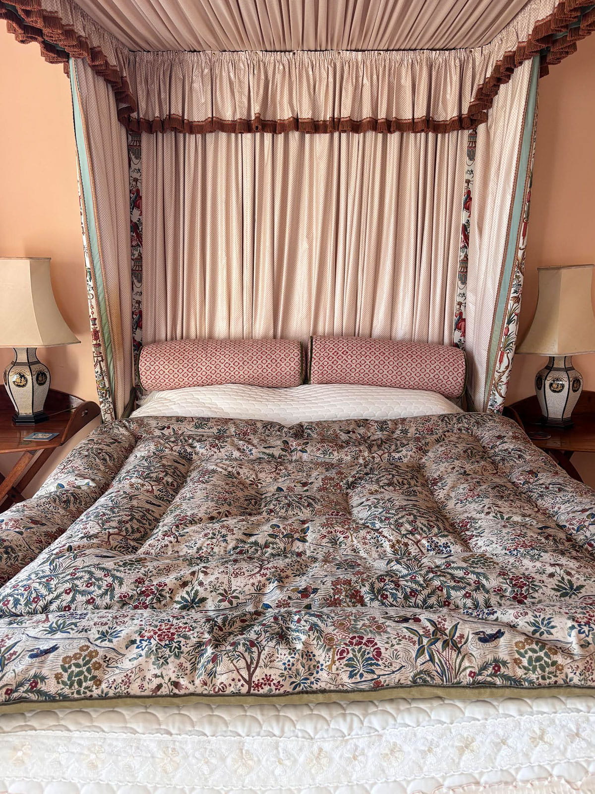 Flo’s Eiderdowns Sanderson Moat Birds Design King Size Damson-Cobalt/Reed Green Plain